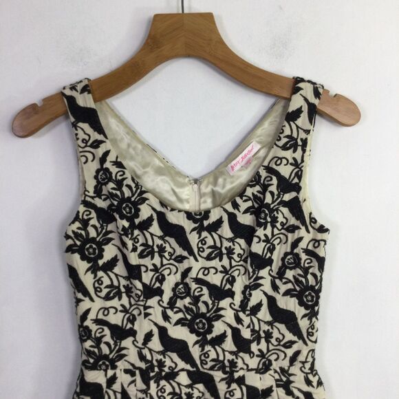 Betsey Johnson Womens Fit & Flare Halter Midi Dress Embroidered Black Bird - Picture 2 of 16